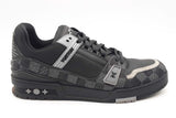 Louis Vuitton Trainer Damier Denim & Black Leather Sneakers Size 9 Eb0226wxzsa