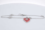 Gucci Interlocking G Red Enamel Heart Bracelet 925 3.5 Grams 8 Inch Eb0626crdu