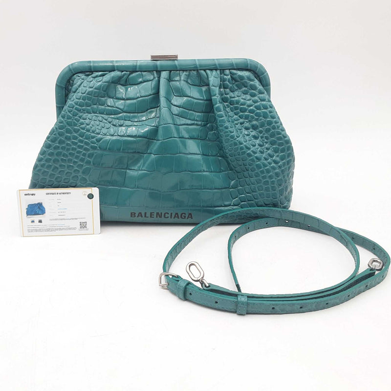 Balenciaga Cloud Clutch Croc Print Leather Crossbody Sd0625wzxsa