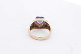 Heart Shaped Purple Gemstone & Diamond Ring 14k Yellow Gold 4.6g Sz 6 Eb426wxzsa