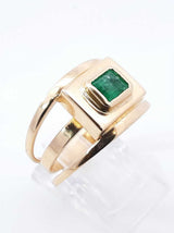 0.50 Cttw Bezel-set Emerald 14k Yellow Gold Multi Band Ring 4.4 Grams Size 6.75 Fw1225ozxdu
