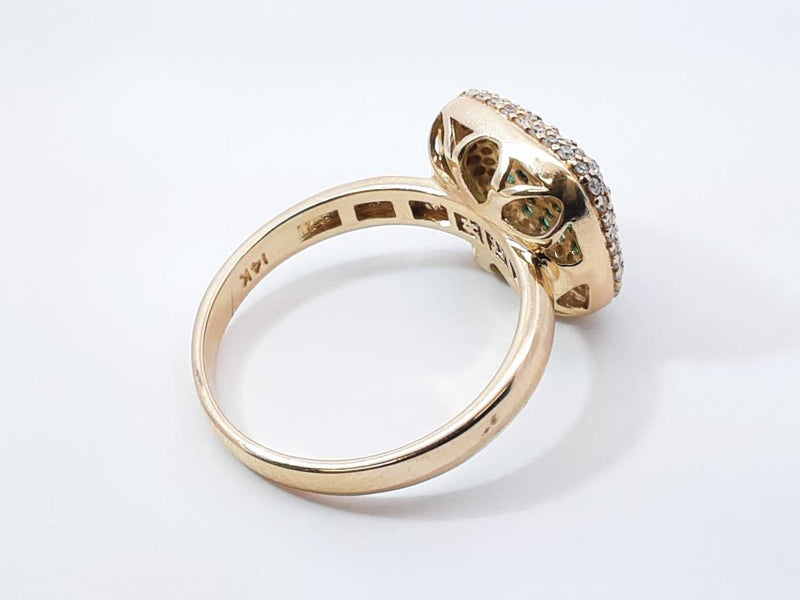 Effy Emerald, Diamond & 14k Gold Double Halo Ring 5.6 Grams Size 9 Fw0925lixdu