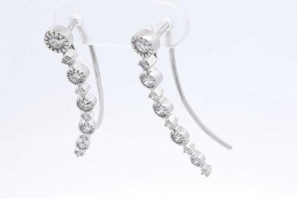 Approx. 0.64ctw Diamond Dangle Earrings In 14k White Gold 3 Grams Eb1124wxzdu