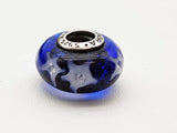 Pandora White Stars Blue Murano Glass 0.925 Silver 3.0g Charm Do0425cde