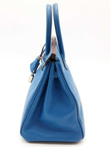 Hermes Birkin 25 Mykonos Blue Epsom Palladium Handbag Do0925lsxzxde