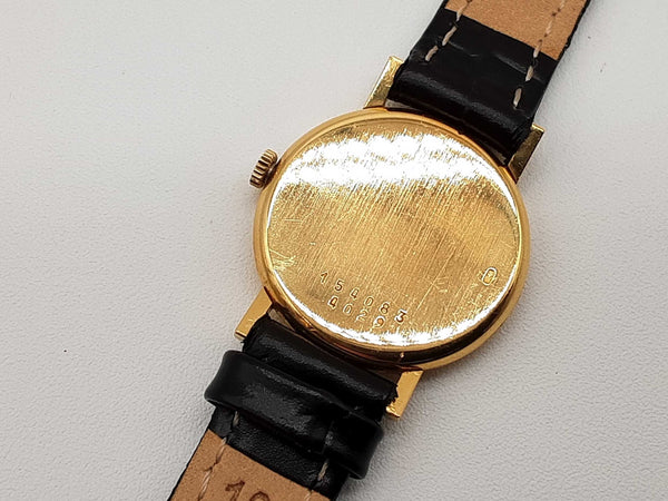 Chopard 24 18k Yellow Gold Case White Dial Black Leather Strap Watch Do0725rrxde