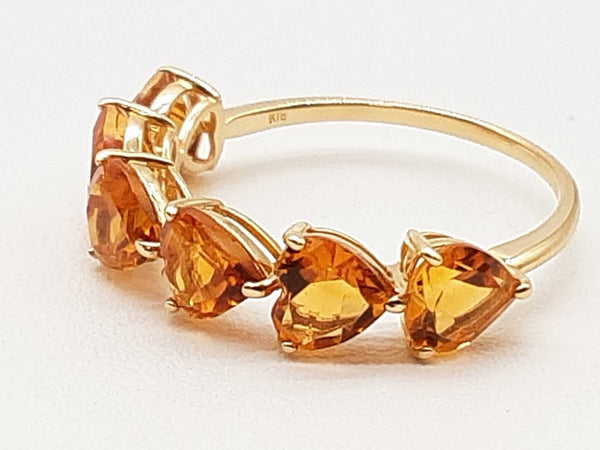 Heart Cut Synthetic Citrines 18k Yellow Gold 1.7g Ring Size 7 Do0825erde