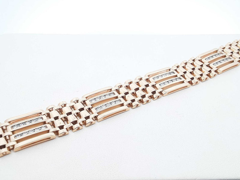 1.80 Cttw Diamond & 14k Gold Alternating Link Bracelet 48g 8.5 Inch Fworzxdu