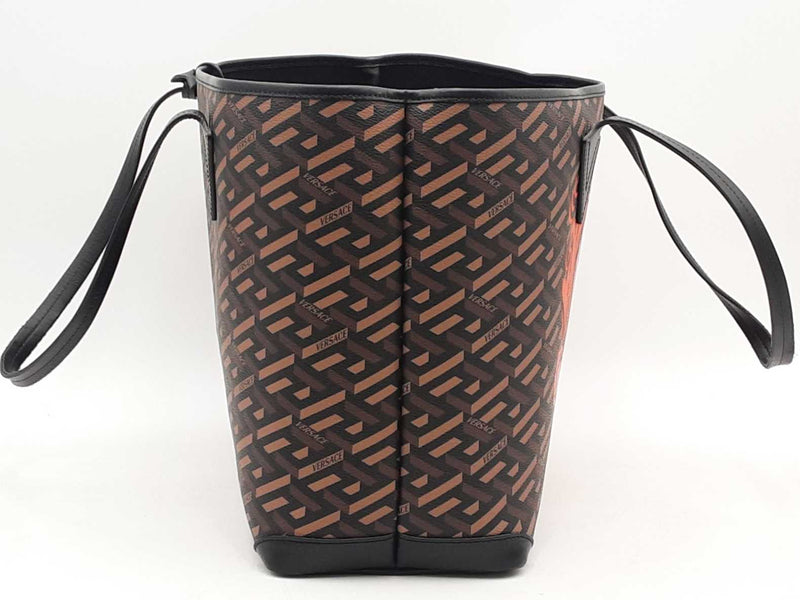 Versace La Greca Medusa Music Signature Shopper Tote Brown Aa0525wxzsa