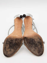 Giuseppe Zanotti Silver Metallic Heels With Crystal Embellished Straps Eb526crsa
