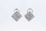 3.2cttw Princess Cut Diamond Stud Omega Back Earrings 14k White Gold Eb0426ixzdu