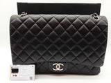 Chanel Classic Maxi Double Flap Black Calfskin Leather Shoulder Bag Do0225izxzde