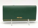Prada Saffino Leather Continental Green Wallet Aa0826ozxsa