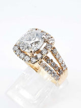 3.59 Cttw Diamond & 14k Yellow Gold Halo Ring 7.8 Grams Size 5.75 Fworxzdu