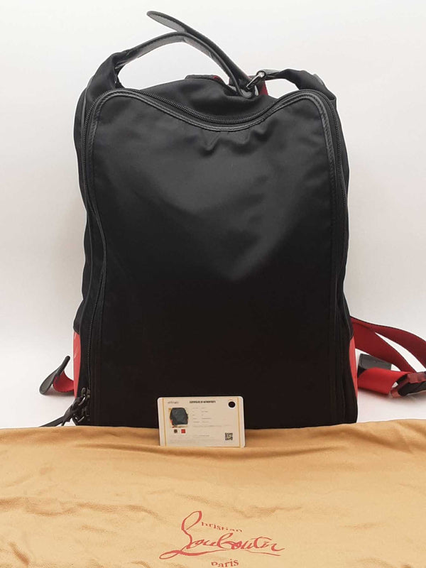Christian Louboutin Nylon Backpack Black And Red Aa0325oxzsa
