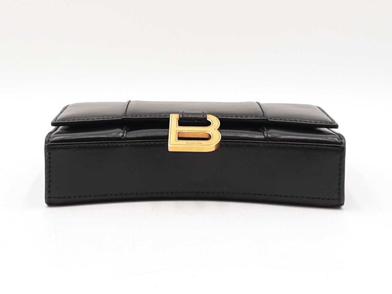 Balenciaga 2022 Hourglass Wallet With Chain In Black Leather Fw0o725pzxdu