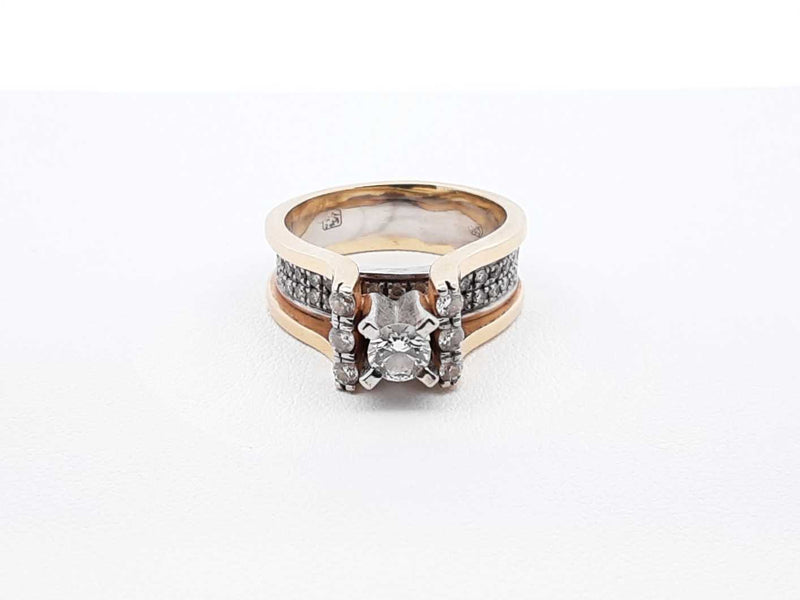 0.83 Cttw Diamond & Two-tone 14k Yellow Gold Ring 7.7 Gram Size 6.25 Fw0925rxzdu