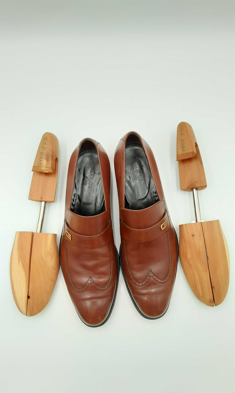 Gucci Brown Leather Loafers Size 10.5 D Eb0324wxzdu