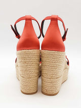 Versace Medusa Satin Espadrille Wedge Sandals Size 38 Eb0326lrxde
