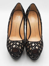 Giuseppe Zanotti Gold Glitter Peep Toe Platform Heels Size 36.5 Eb1225sxdu