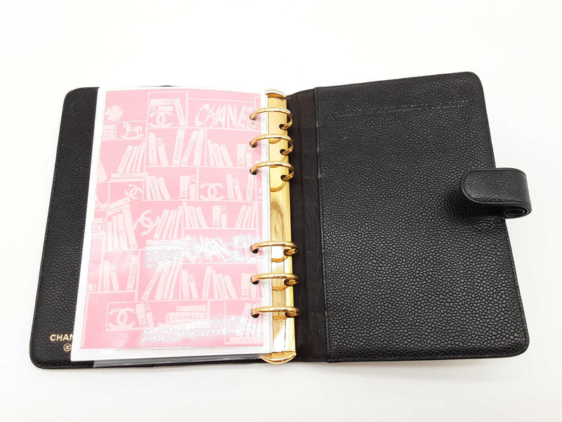 Chanel Timeless Black Caviar Classic Ring Agenda Cover Sd1225wrzde