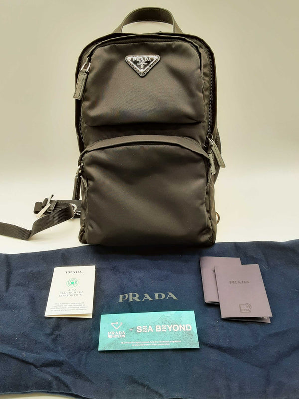 Prada Black Re-nylon Saffiano Leather Sling Bag Do1024exzde