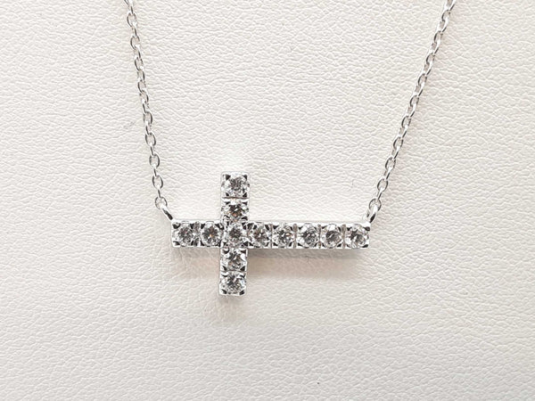 0.45 Cttw Lab Grown Diamonds 0.925 Silver 3.4g Sideways Cross Necklace 20 In Do0725ride