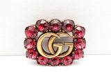 Gucci Marmont Double G Gold-tone & Red Crystal Brooch Fw1025ezdu