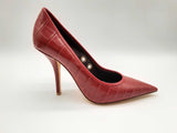 Burberry Aubri 100 Red Crocodile Embossed Leather Heels Size 40 Do0624lxzde