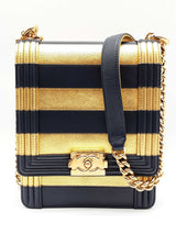 Chanel Paris- New York North South Boy Flap Blue Gold Crossbody Bag Do0925lcxzde