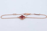Van Cleef & Arpels 18k Rose Gold Carnelian Alhambra Bracelet 5.5 In Eb1026rxzde