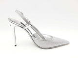 Dolce & Gabbana Silver Rhinestone Slingback Heels Size Eu 38 Fw1124lixsa