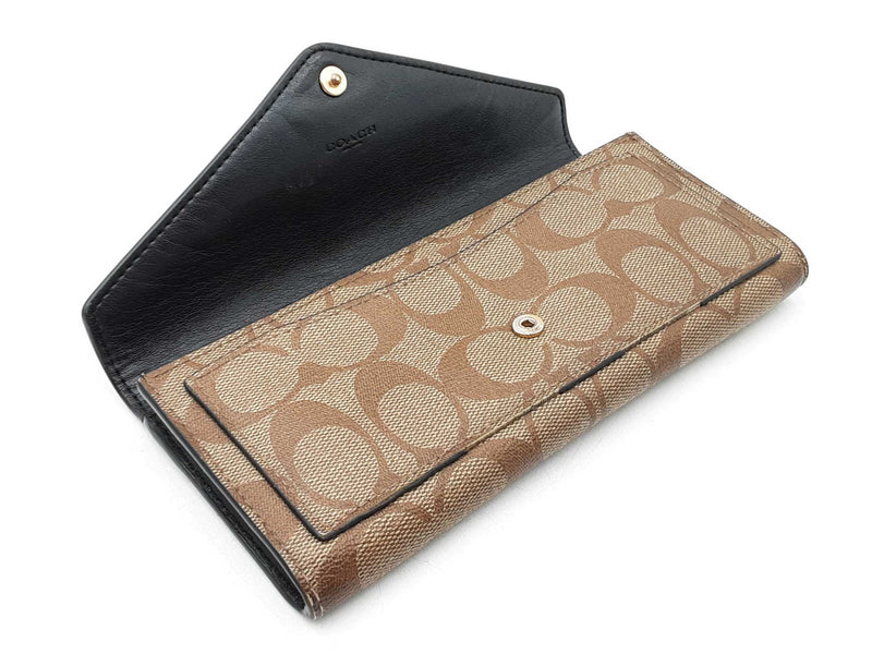 Coach Slim Envelope Wallet In Signature Coated Canvas & Black Leather Fw0925wzdu