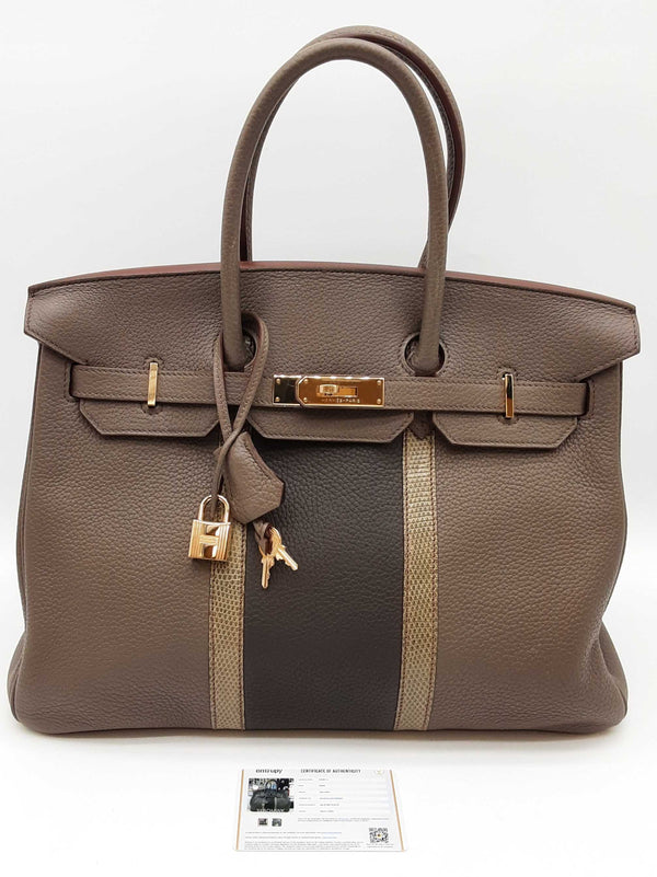 Hermes Club Birkin 35 Tri-color Leather Gold Hardware Handbag Do0825erxzde