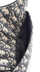 Christian Dior Saddle Belt Bag In Oblique Jacquard & Black Leather Fw1026wxzdu