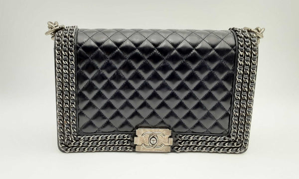 Chanel Glazed Calfskin Quilted Boy Chained Flap Hs0224orxzsa