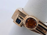 Orange & Blue Gemstone Ring In 14k Yellow Gold 13.3 Grams Size 9 Eb1024pirsa