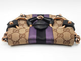 Gucci 129498 Mini Horsebit Tan Gg Canvas Purple Black Satin Clutch Do0925pxzde