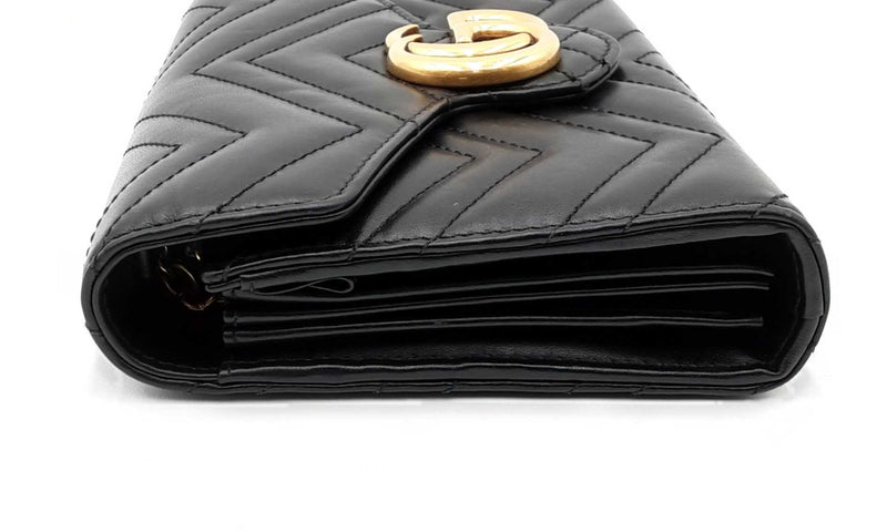 Gucci Marmont Quilted Black Leather Wallet On Chain Eb0524cxzdu