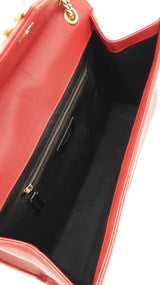 Yves Saint Laurent Envelope Flap Bag In Red Quilted Grained Leather Fw1225przdu