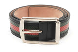 Gucci Green & Red Web Stripe Belt With Silver Tone Buckle Size 85/34 Eb1225lcrde