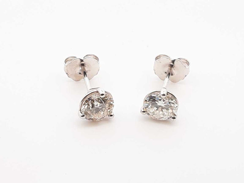 1.3 Cttw Diamond & 14k White Gold Stud Earrings 1.1 Grams Fw1123ixzdu