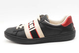 Gucci Ace Logo Strap Black Leather Sneakers Size 7.5 Eb0526crsa