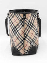Burberry Blue Label Tote Bag In Nova Check Canvas & Brown Leather Fw0326orzdu