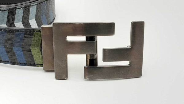 Fendi Reversible Multicolor & Black Leather Belt With Ff Buckle Fw1024rxdu