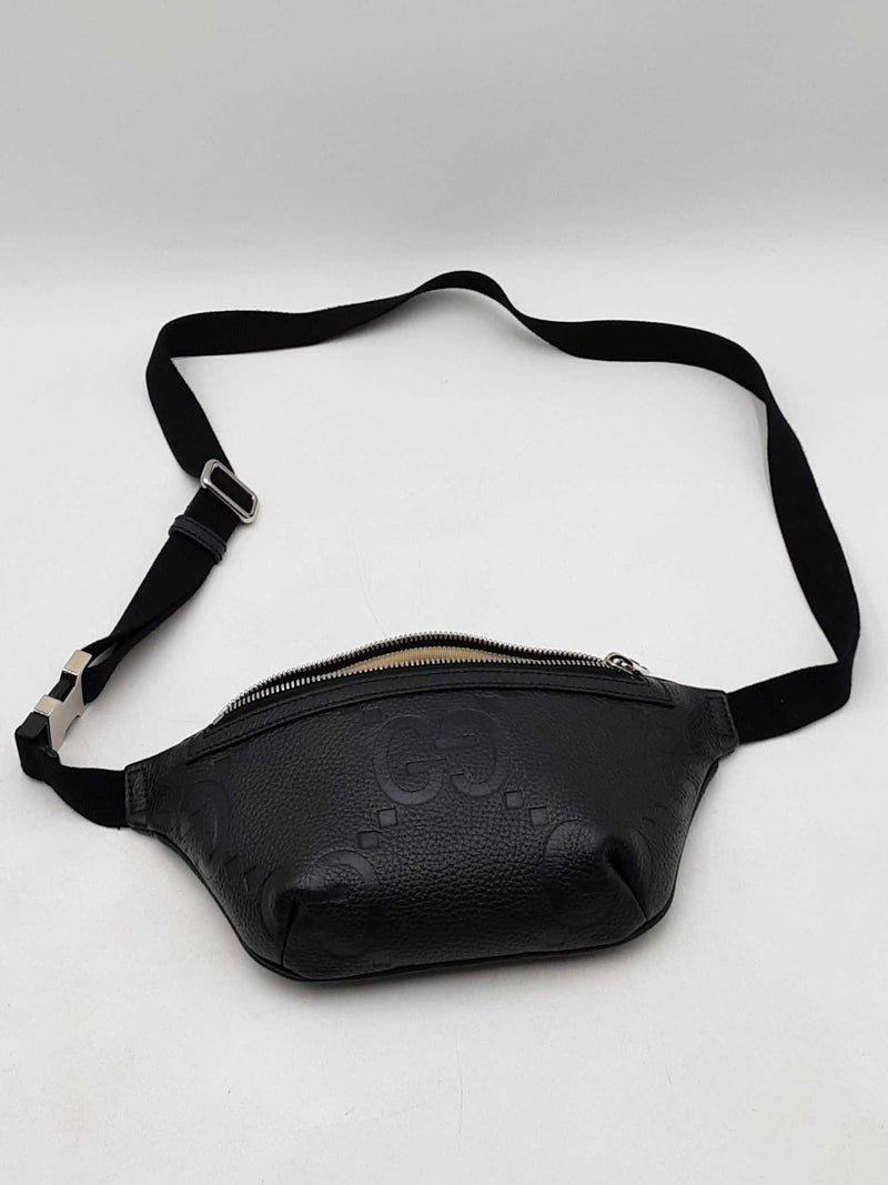 Gucci Logo Embossed Black Leather Belt Bag Eb1025woxdu