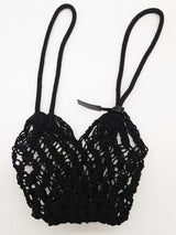 Saint Laurent Ysl Small Black Crochet Shopper Shoulder Tote Bag Do1125rxzde
