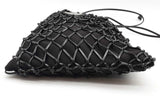 Prada Black Satin Leather Net Overlay Drawstring Crossbody Bag Eb0526pxzde