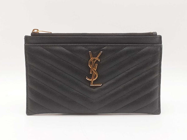 Yves Saint Laurent Chevron-quilted Pebbled Leather Bill Holder Fw0725wzxdu