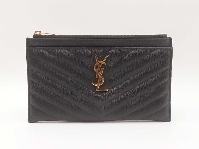 Yves Saint Laurent Chevron-quilted Pebbled Leather Bill Holder Fw0725wzxdu
